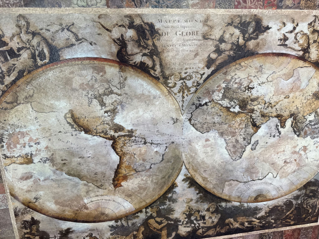 Framed Double-Globe World Map Artwork - image 3 of 3