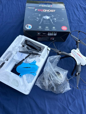 Force1 F100 Ghost Drone with blue canopy and accessories - Image 1 of 3