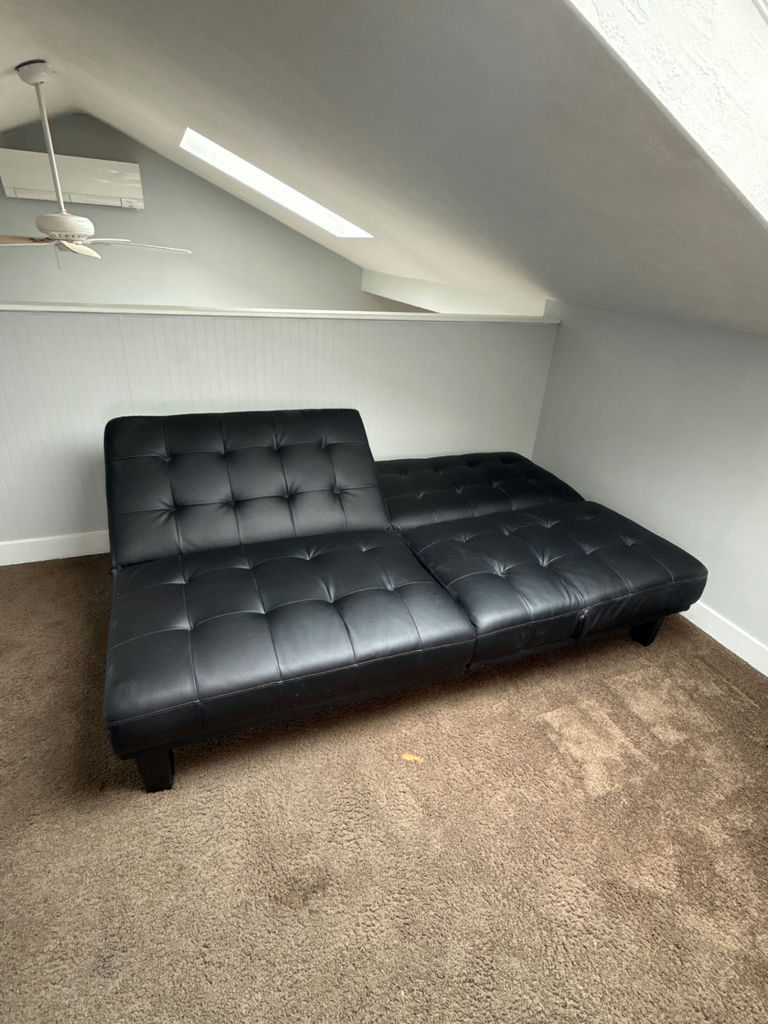Black tufted leather sofa - image 2 of 3