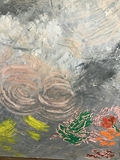 60x48 original acrylic Abstract textured canvas painting with circular motifs - thumbnail 2 of 3