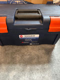 20-inch blue toolbox with orange latches and assorted hardware - thumbnail 2 of 3