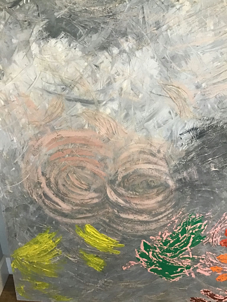 60x48 original acrylic Abstract textured canvas painting with circular motifs - image 3 of 3