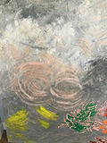 60x48 original acrylic Abstract textured canvas painting with circular motifs - thumbnail 3 of 3