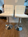 Pair of white tufted bar stools - thumbnail 1 of 5