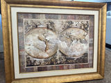 Framed Double-Globe World Map Artwork - thumbnail 1 of 3