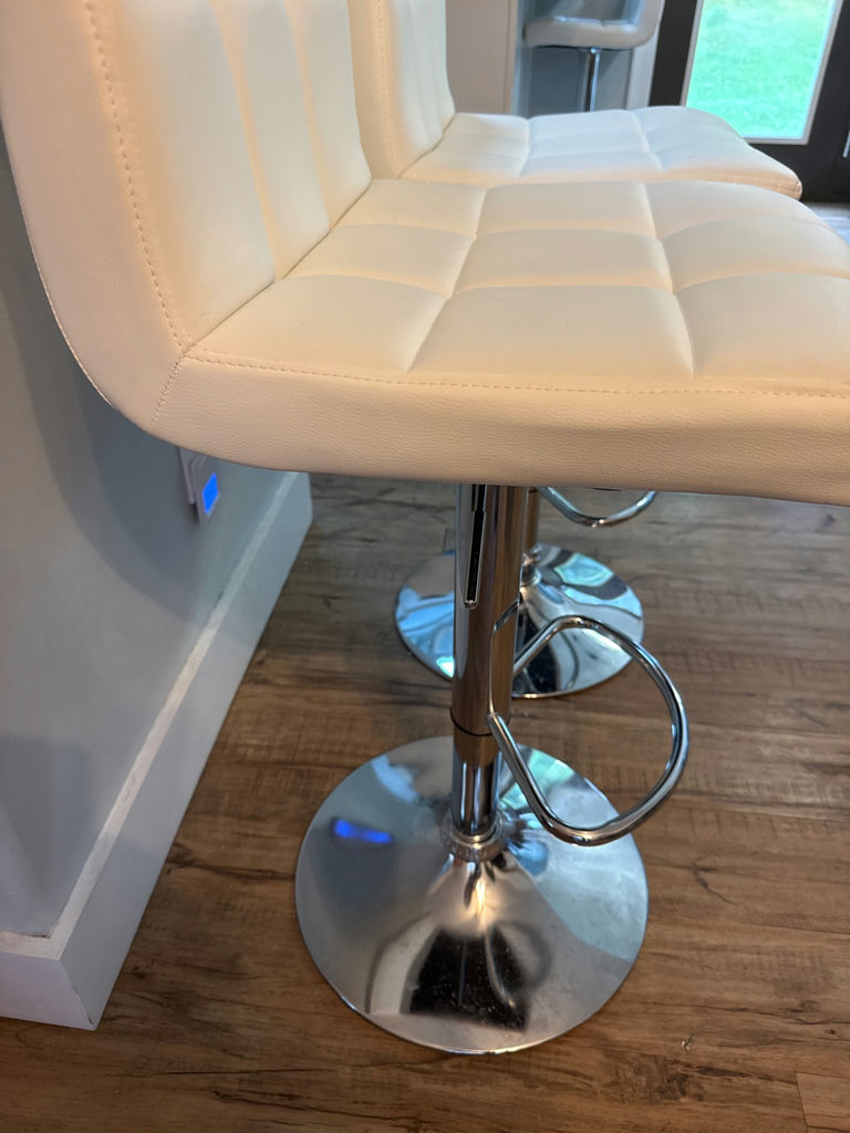 Pair of white tufted bar stools - image 4 of 5