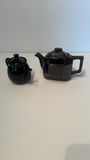 Vintage Single-Serving Ceramic Teapot Lot - Set of 2, Glossy Chocolate Brown & Black Glaze - thumbnail 3 of 8