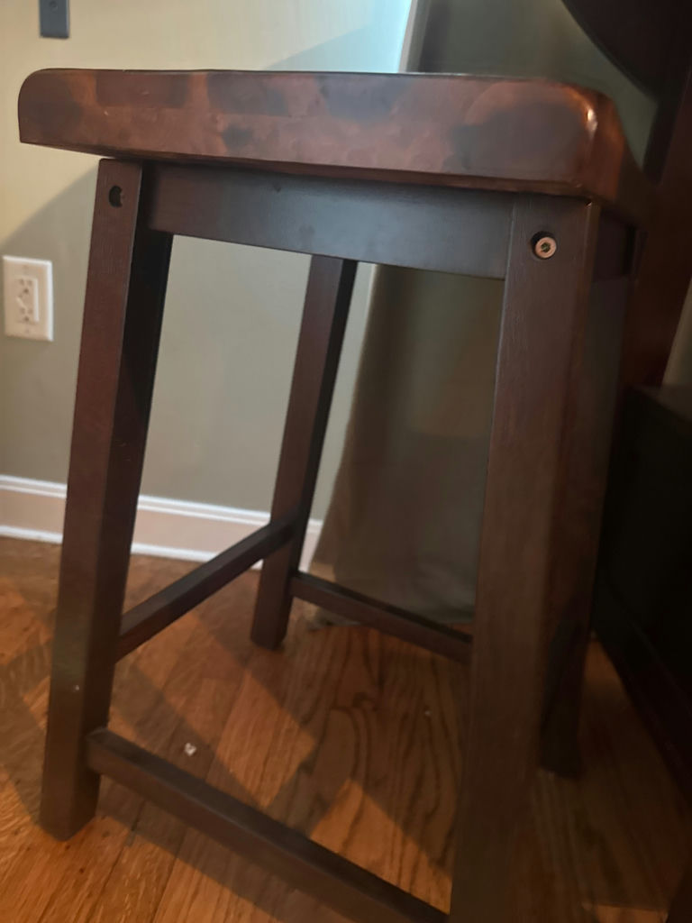 Set of Two Matching Dark Wood Mission-Style Counter-Height Stools / Dining Chairs - image 5 of 6