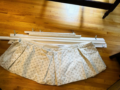 Beautiful Custom Lined Patterned Window Valance Curtains With Wood Frame And Brackets - Image 1 of 4
