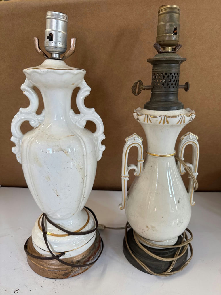 Vintage Ceramic Table Lamps With Floral And Gilt Decoration - image 2 of 3