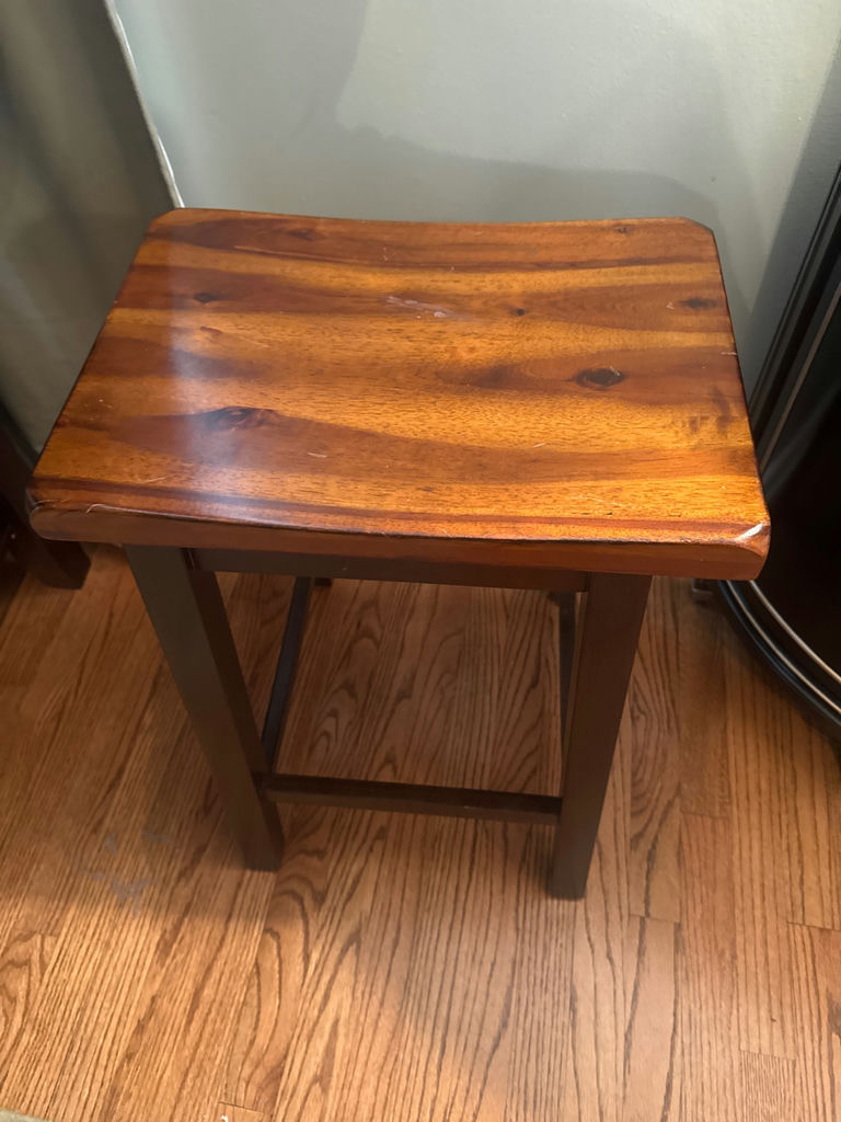 Set of Two Matching Dark Wood Mission-Style Counter-Height Stools / Dining Chairs - image 2 of 6