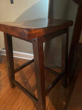 Set of Two Matching Dark Wood Mission-Style Counter-Height Stools / Dining Chairs - thumbnail 4 of 6