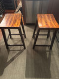 Set of Two Matching Dark Wood Mission-Style Counter-Height Stools / Dining Chairs - thumbnail 1 of 6
