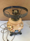 Hand-Painted Floral Table Lamp With Ornate Base - thumbnail 1 of 2