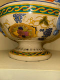 Large Centerpiece Majolica Style Pedestal Bowl Bundled with Fall Decor - thumbnail 1 of 3