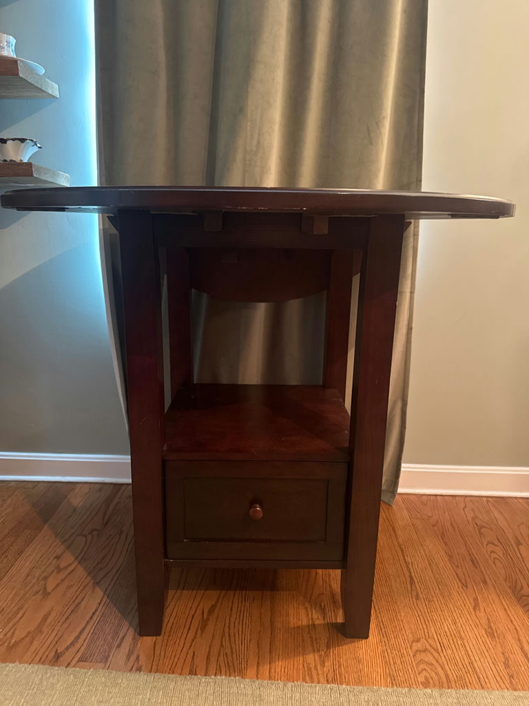 Drop-Leaf Dining Table with Integrated Storage Drawer and Under-Shelf - image 2 of 6