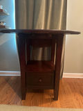 Drop-Leaf Dining Table with Integrated Storage Drawer and Under-Shelf - thumbnail 2 of 6