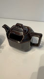 Vintage Single-Serving Ceramic Teapot Lot - Set of 2, Glossy Chocolate Brown & Black Glaze - thumbnail 2 of 8
