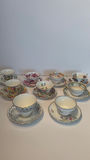 Mismatched Tea Service Set. Teapots + Vintage English Fine Bone China Teacup & Saucer Sets - Includes Shelley "Wild Flowers" - thumbnail 13 of 19