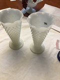 Two Anchor Hocking Milk Glass Hobnail Vases - thumbnail 1 of 3