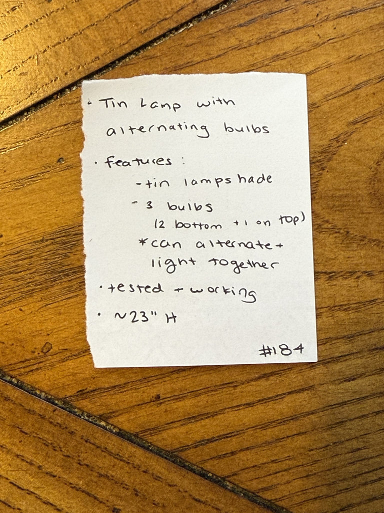 Vintage three-bulb table lamp with crackled yellow finish and perforated shade - image 9 of 10
