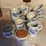 Blue Floral Ceramic Tea Set with Mugs, Creamer, and Sugar Bowl - thumbnail 1 of 3