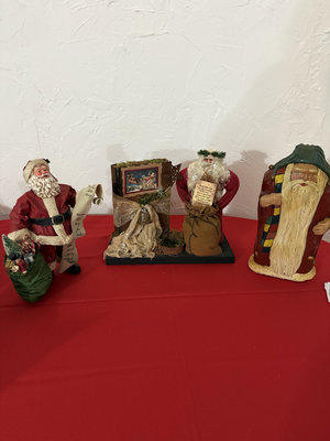 Handmade Santa Figurines and Christmas Display Set - Image 1 of 10