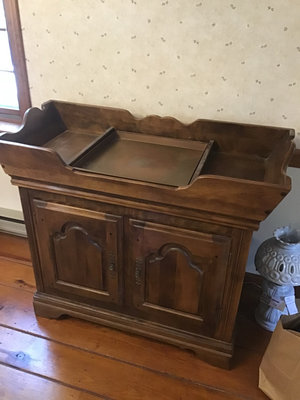 Antique wooden dry sink cabinet with copper insert - Image 1 of 3