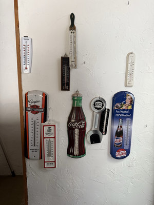 Collection of vintage advertising signs and thermometers - Image 1 of 7