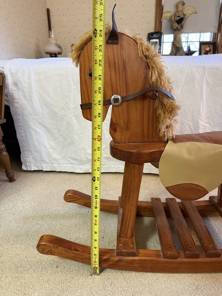 Wooden rocking horse with fur mane and saddle - image 5 of 7