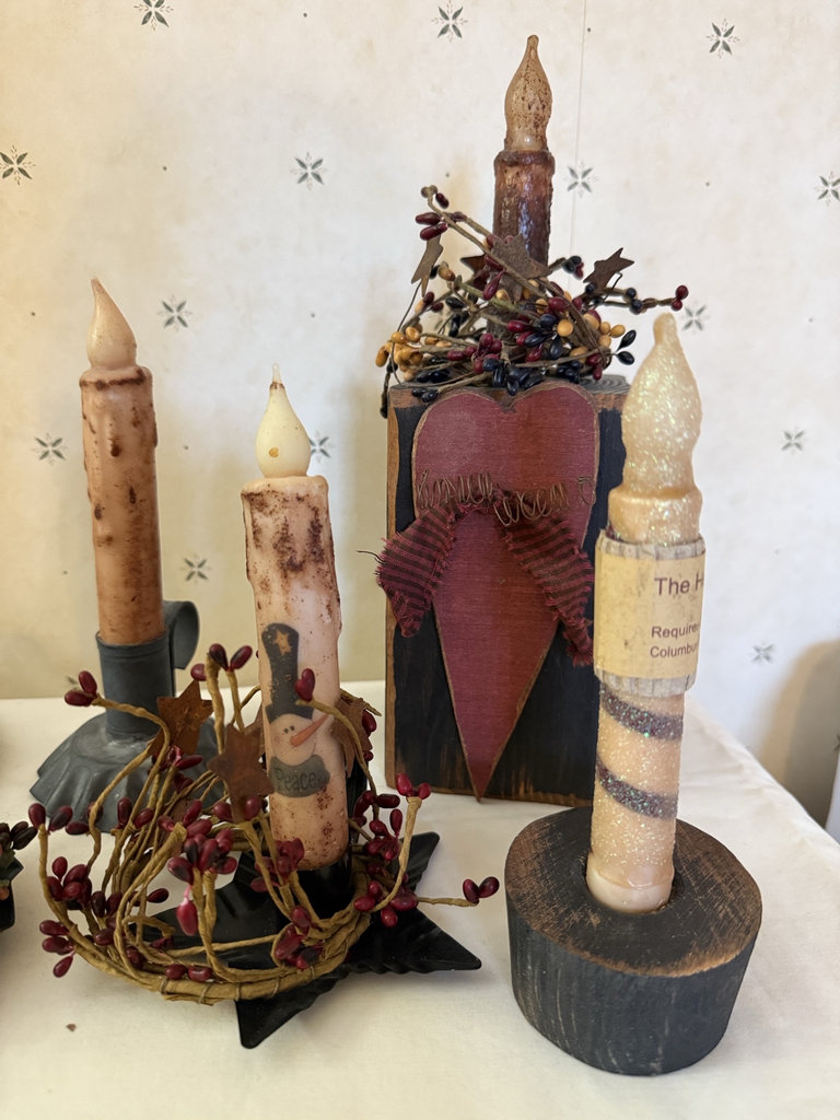 Assorted battery-operated candles with holders and decorative accents - image 4 of 6