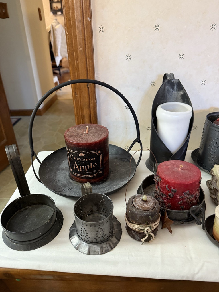 Assorted candle holders and candles - image 2 of 8