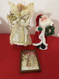 Christmas angel and Santa figurines with framed holiday artwork - thumbnail 1 of 8