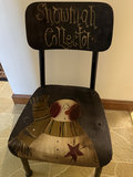 Black painted wooden chair with snowman design - thumbnail 2 of 4