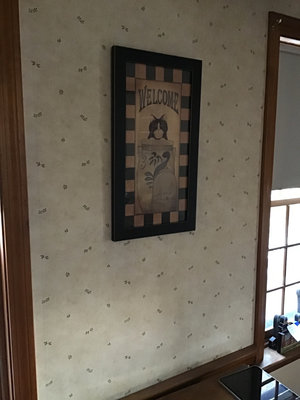 Framed cat-themed 'WELCOME' print - Image 1 of 3