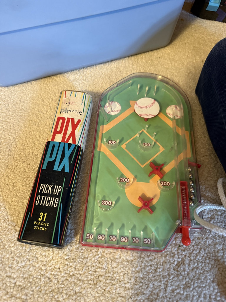 Arcade pinball, pick-up sticks, and LEGO-style building bricks - image 2 of 8