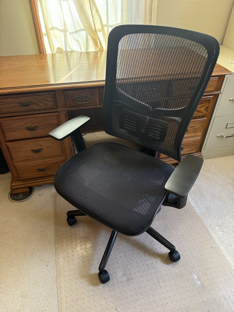 Oak desk with pedestal drawers and swivel chair - image 9 of 11