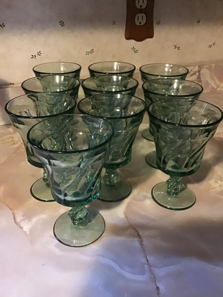 Fostoria Jamestown green water glasses (set of 10) - image 1 of 3