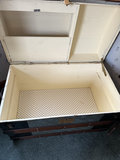 Antique wooden steamer trunk with embossed metal panels - thumbnail 4 of 7