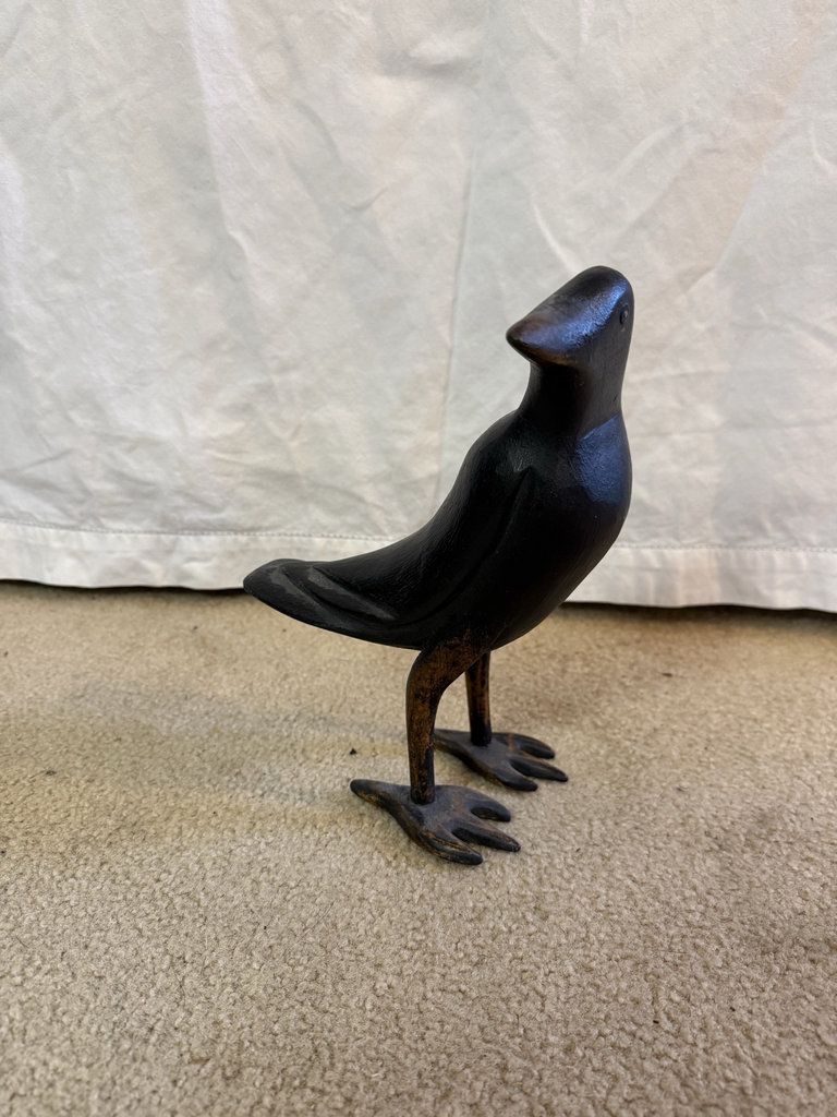 Three wooden bird sculptures: two ducks and a raven - image 8 of 11