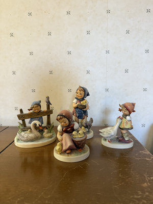 Goebel Hummel Figurine Set: Goose Girl, Chick Girl, Feeding Time, Feathered Friends - Image 1 of 13