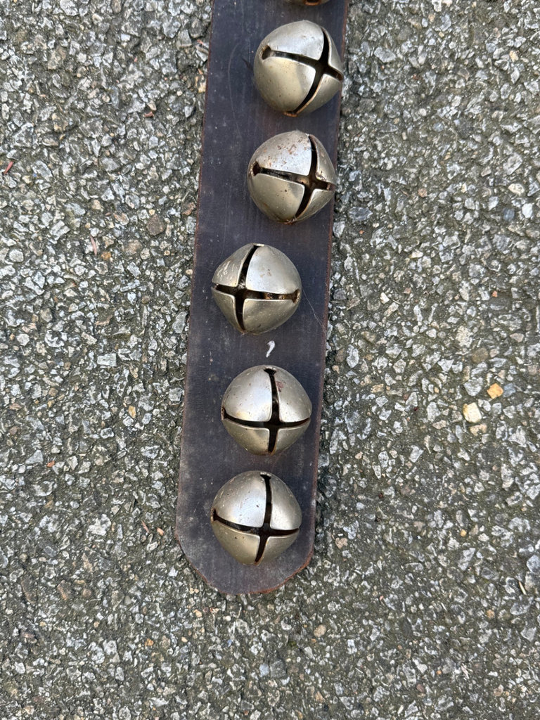 Vintage leather sleigh bell strap - image 1 of 5