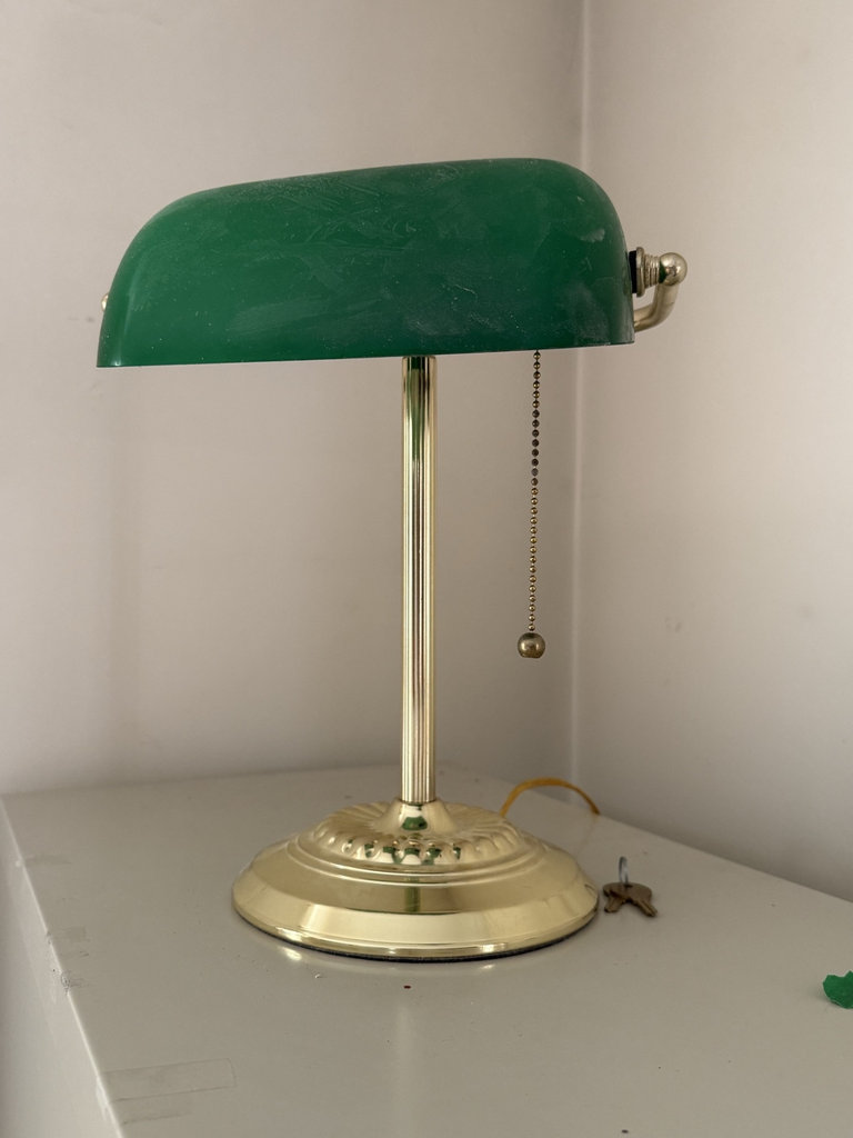 Two vintage banker’s lamps with green glass shades - image 3 of 6