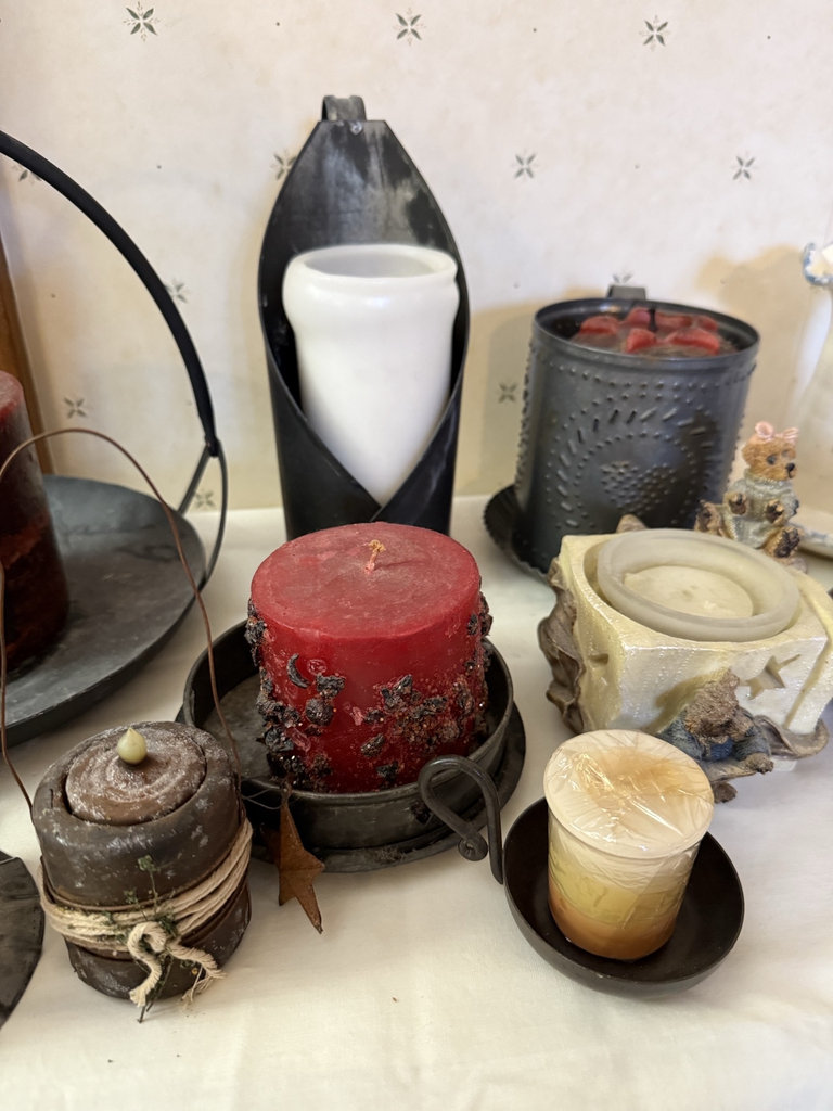 Assorted candle holders and candles - image 5 of 8