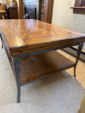 Wooden coffee table with geometric inlay and metal legs - thumbnail 4 of 7