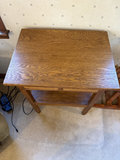 Oak wood side table with drawer and lower shelf - thumbnail 2 of 7