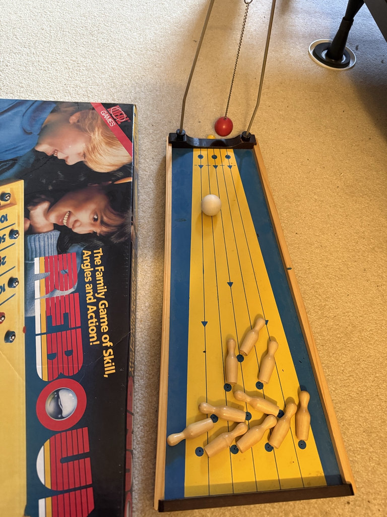Rebound tabletop bowling game with yellow lane, pins and ball - image 3 of 4