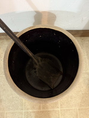 4-Gallon Stoneware Crock with Paddle - Image 1 of 4