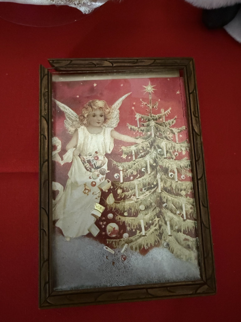 Christmas angel and Santa figurines with framed holiday artwork - image 2 of 8