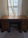Oak desk with pedestal drawers and swivel chair - thumbnail 1 of 11